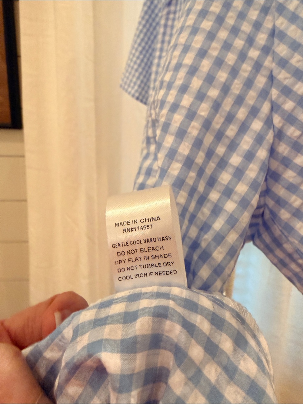 NWT THML THE BETSY BLOUSE Blue Gingham with Red and Pink Trim. SIZE M - Picture 6 of 8